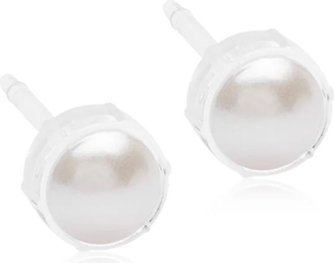 blomdahl - bezel pearl white øreringe - medicinsk plastik