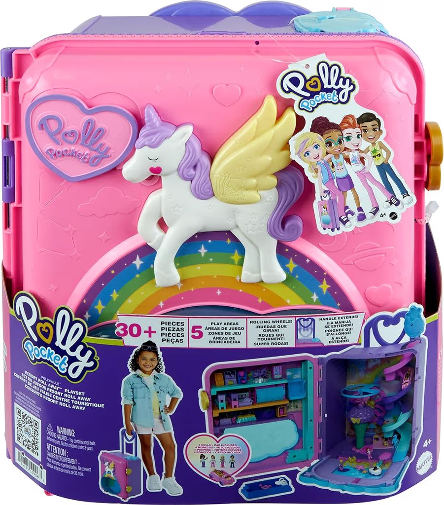 Mattel Polly Pocket Dolls Pollyville Resort Roll Away
