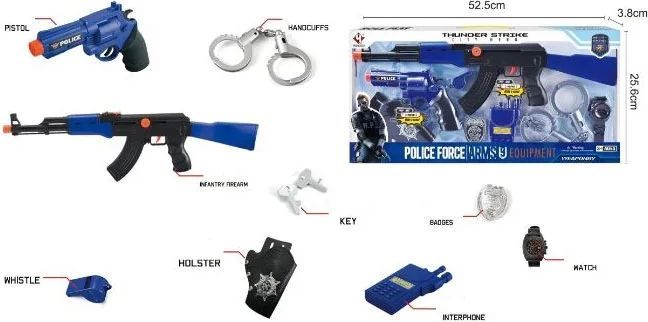 Politisæt m. Gevær, Pistol, Walkie 8 dele legetøj