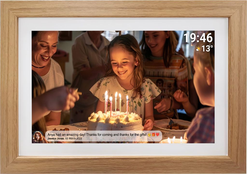 PFF-1543LW 15.6" FULL HD digital Wi-Fi photoframe with FRAMEO photo software and wooden frame