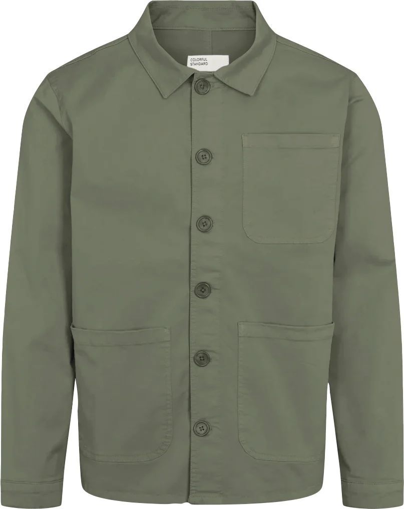 Colorful Standard Organic Workwear Jacket Mand Dusty Olive Overshirts Regular Fit Str XS - hos Magasin