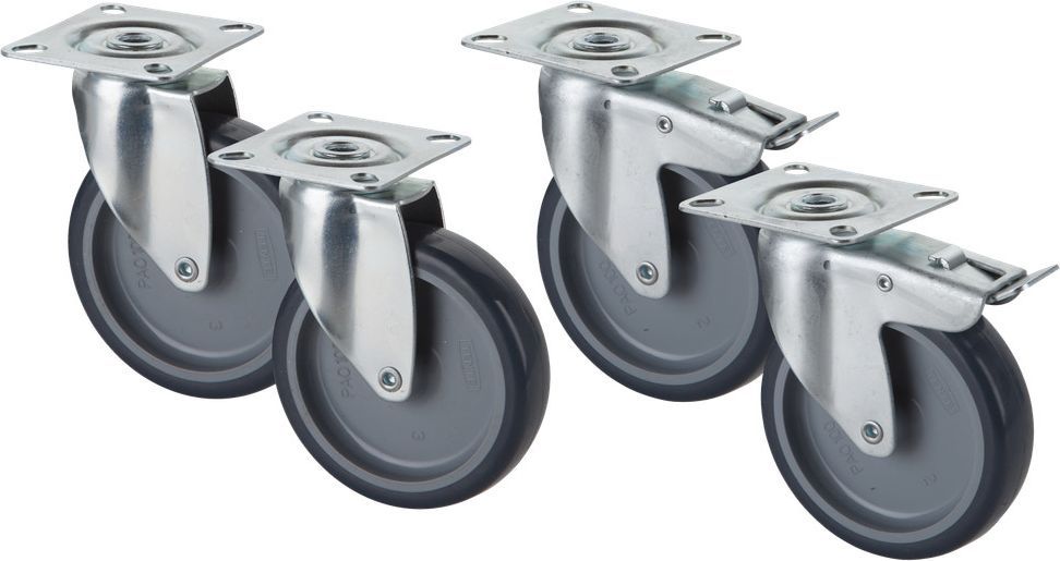 Tente Hjul Drejeligt 100 mm 4-pak