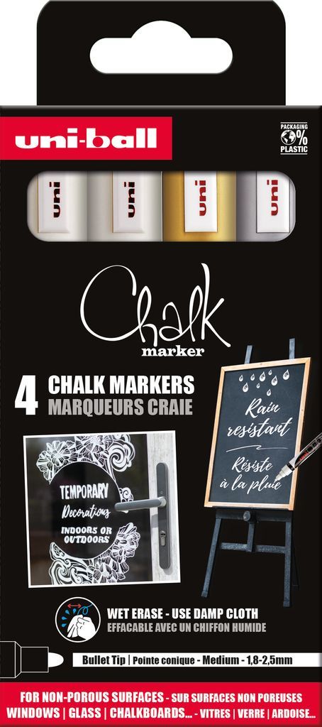 Uni Chalk Marker PWE-5M Set of 4