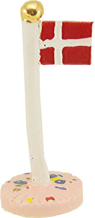 Klassisk dot flag med guld knop, lyserød/guld - H6-10cm.