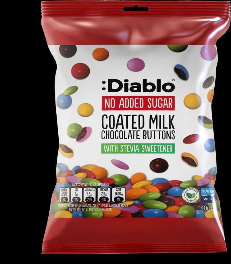 Diablo No Sugar Added Sugar Coated Chocolate Buttons 40g