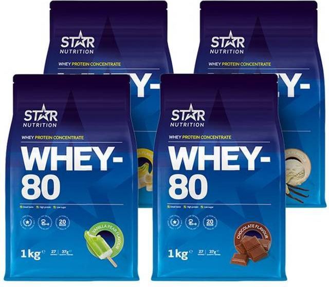 Mix&Match: 4 x Whey-80 Valleprotein 1 kg