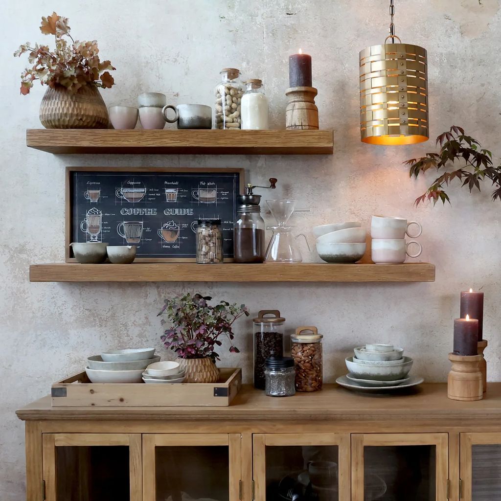 chic antique svævehylde 60 cm - natur