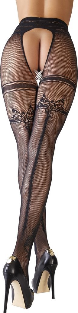 cottelli bundløse net strømpebukser med backseam