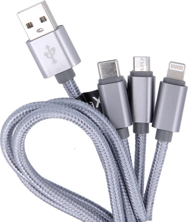Maxlife Multikabel 2,1A 1m Lightning/USB-C/microUSB