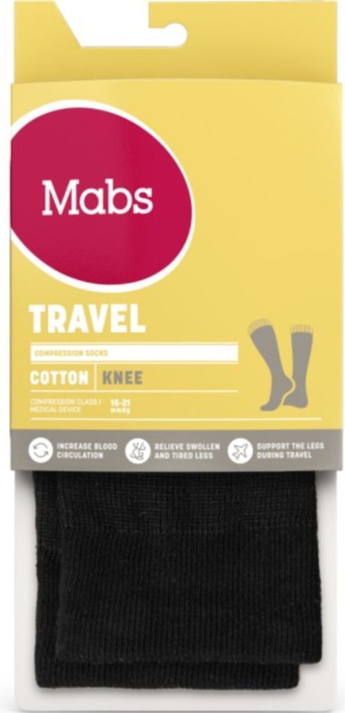 Mabs Travel Støttestrømpe Sort M