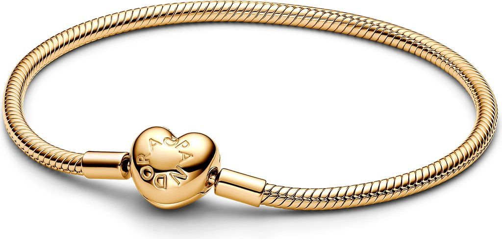 pandora - moments armbånd m. hjertelås - forgyldt metalblanding