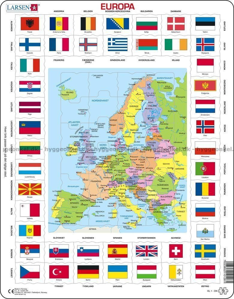 Pappuslespil Europa - 70 brikker