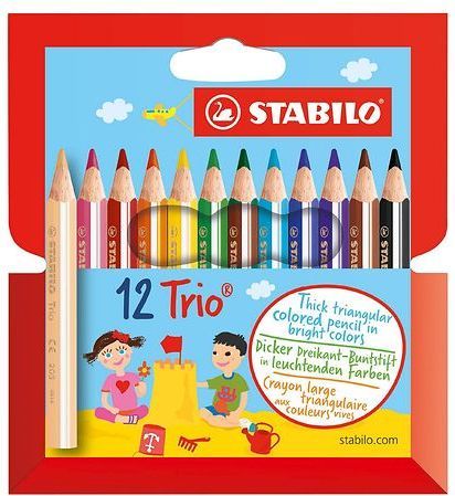 stabilo farveblyanter - trio thick - korte - 12 stk. - multifarv
