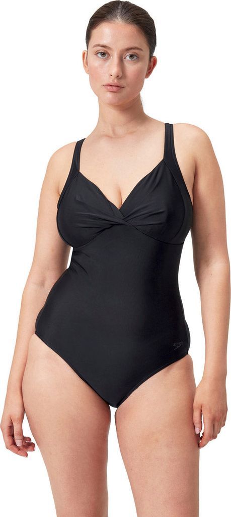 speedo badedragt med indlæg til damer - shaping cross knot - sort