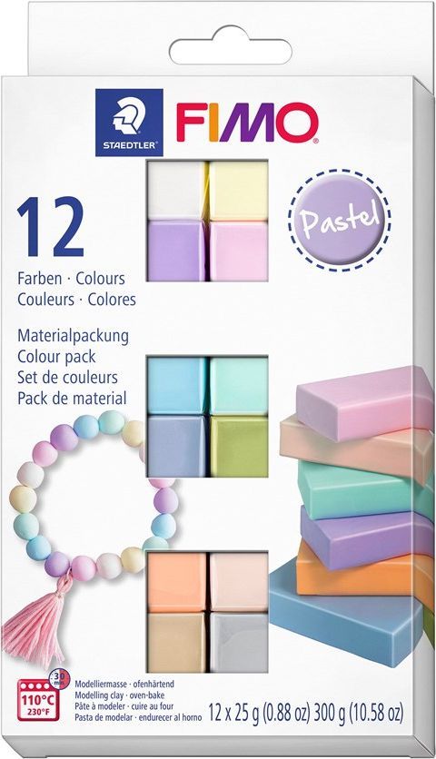 staedtler fimo soft sæt. 12 x ½ blok, pastel