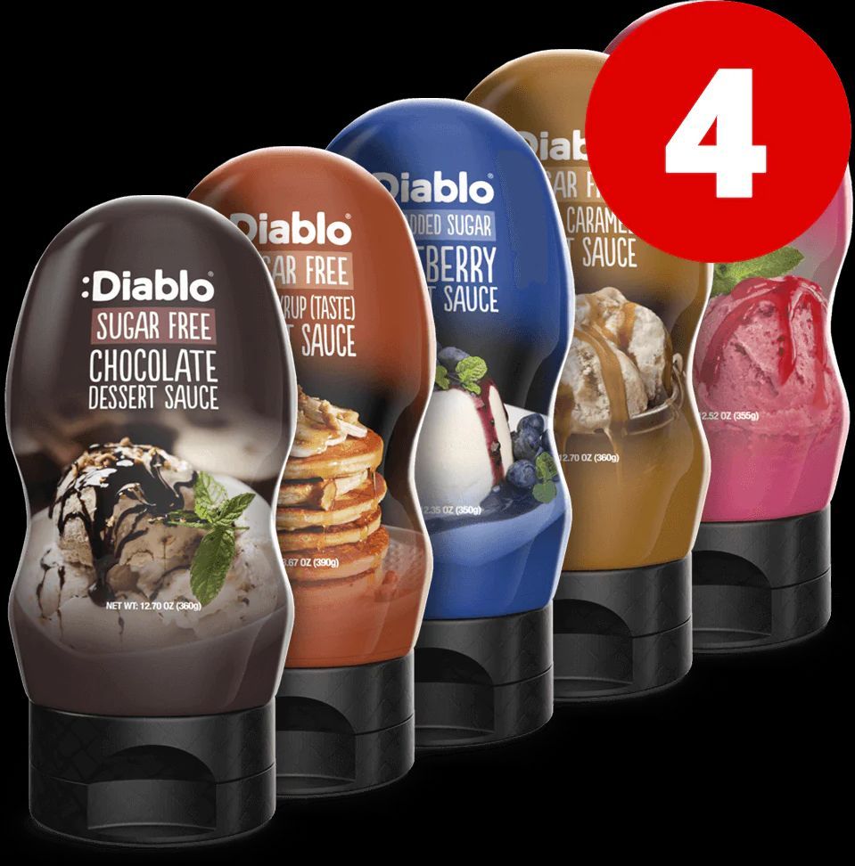 4 x Diablo Mixed Dessert Sauce (Sugar Free)