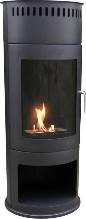 Washington Biopejs i Sort med Traditionelt Brændeovns Look fra ScandiFlames | Fristående Rund Bioethanol Brændeovn med Klassisk Design