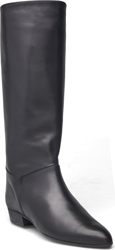 calf suede & sleek leather black