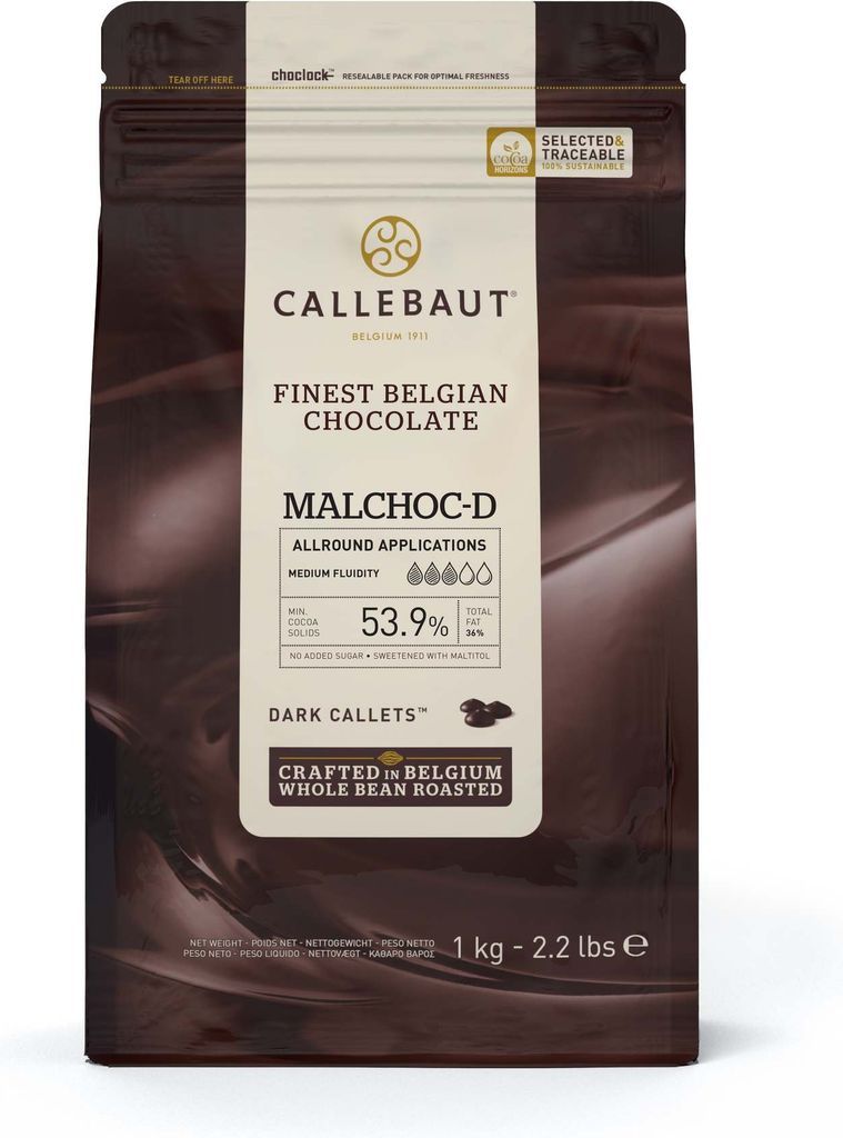 callebaut malchoc chokolade mørk - 53,9 % kakao, 1 kg