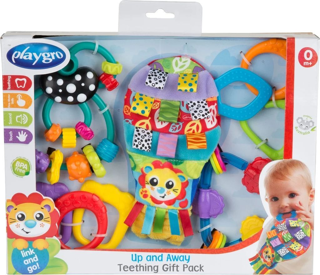 playgro gavesæt - bidelegetøj - up and away - 4 dele