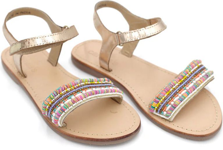 danesun leather sandals gold pearls - obs ikke perlegaranti