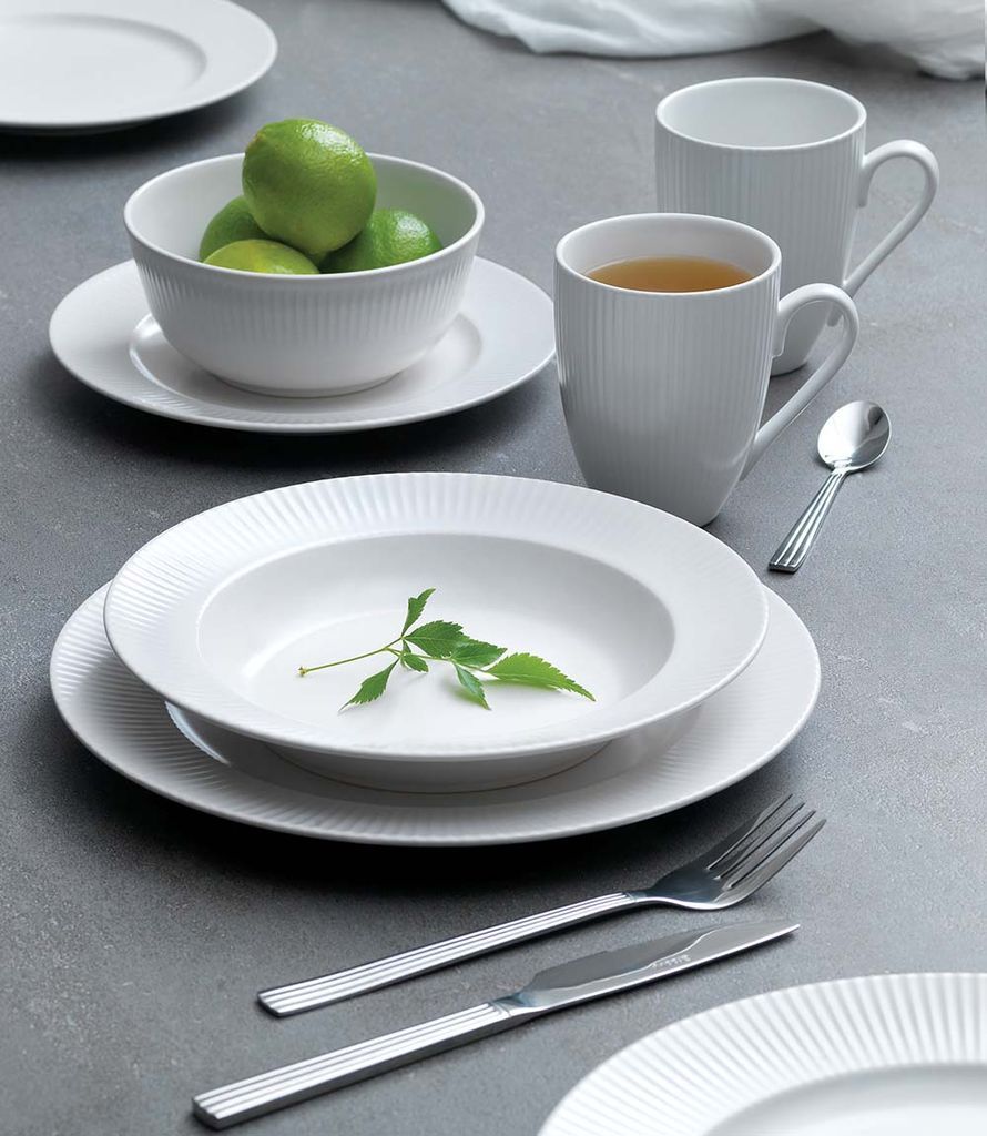 groovy porcelæn, middags tallerken, 26,5 - 27 cm, hvid
