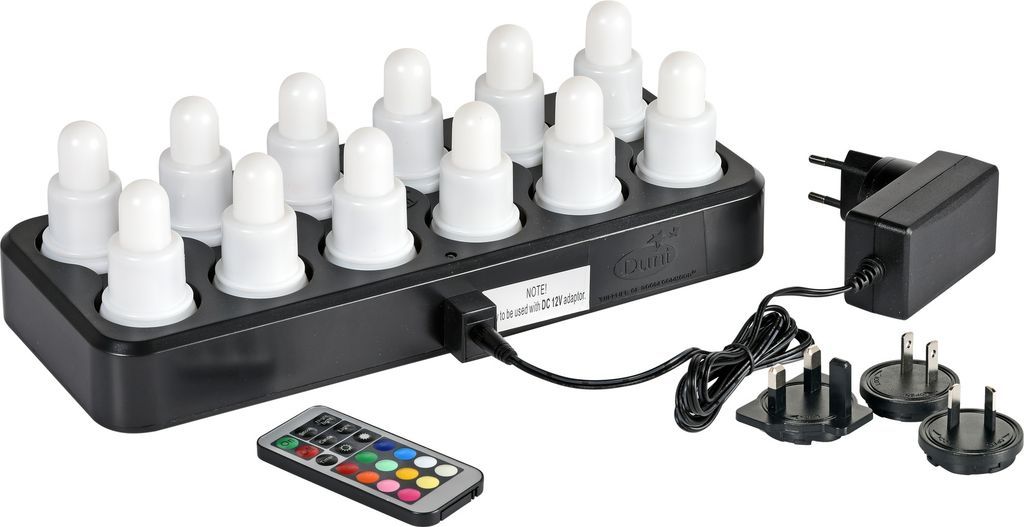 genopladelige led lys, duni, 7x4cm, 13 timer, varm hvid, med oplader, duni, (1 sæt á 12 stk.)