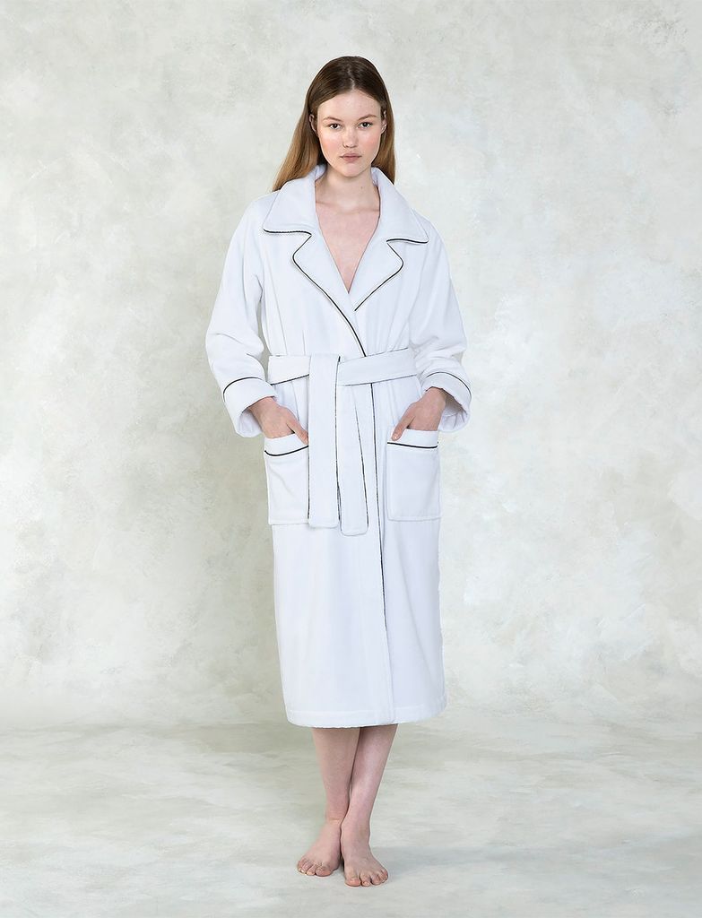 Ralph Lauren Home Piping Bath Robe - White - M