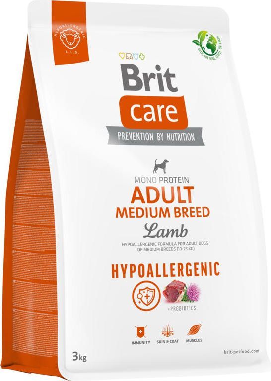 brit care dog adult medium breed hypoallergenic lamb