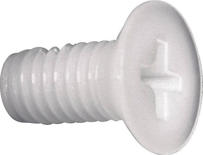 Toolcraft 839977, Skrue, Plast, M6, Rundt hoved, Hvid, 20 mm