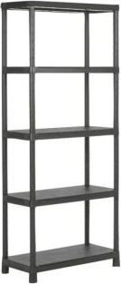 regalux plastreol med 5 hylder sort 188x80x40 cm