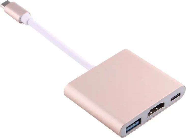 adapter usb-c til hdmi - usb-a - usb-c - guld