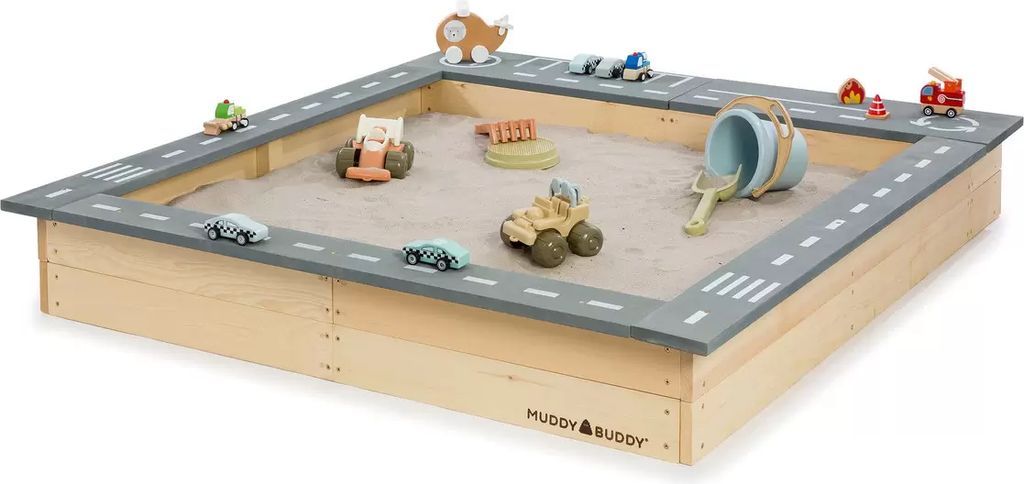 muddy buddy sandkasse highway hero natur/grå 135x125 cm
