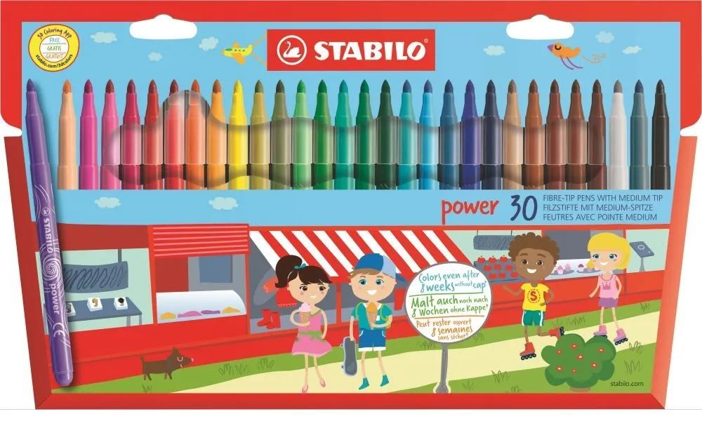 Stabilo Power Medium Tuscher - 30 Farver
