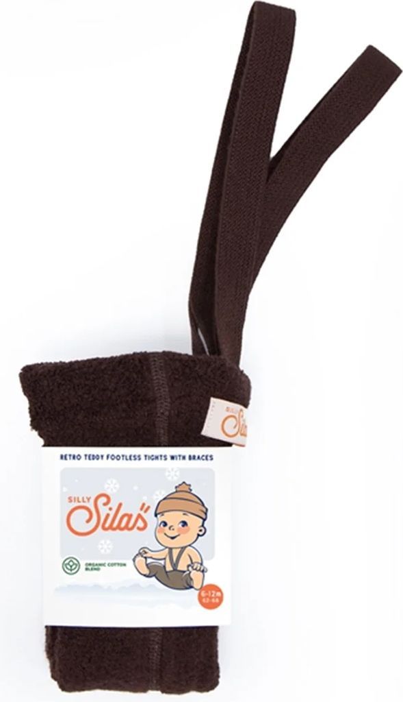 Silly Silas Teddy Warmy Footless Tights Chocolate Brown Str. 1-2 år