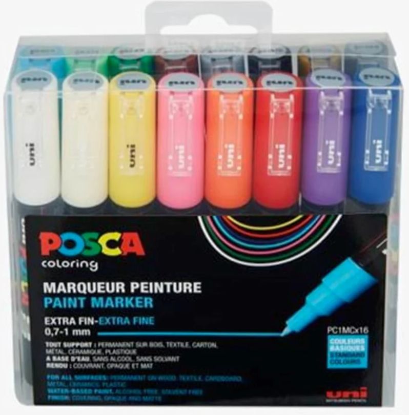 posca marker sæt pc-1m 16 ass. std. farver