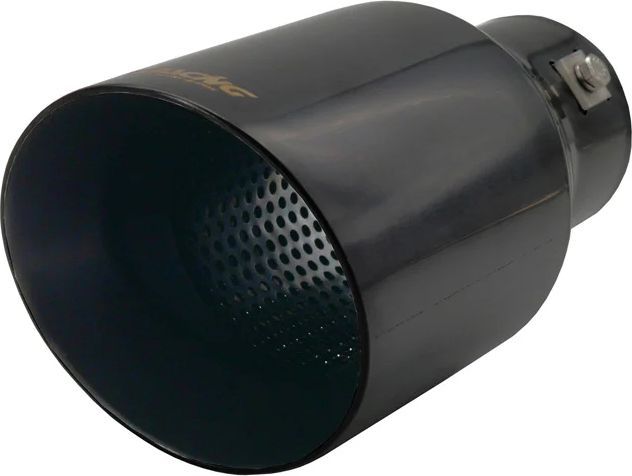 Simoni Racing Auspuffzierstücke Rund/Schräg Edelstahl Schwarz Ø102xL210mm Anschluß 38->63mm
