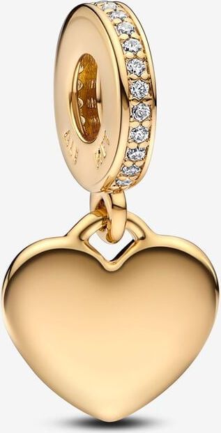 Pandora Engravable Heart Tag Dangle Charm - Gold/Transparent