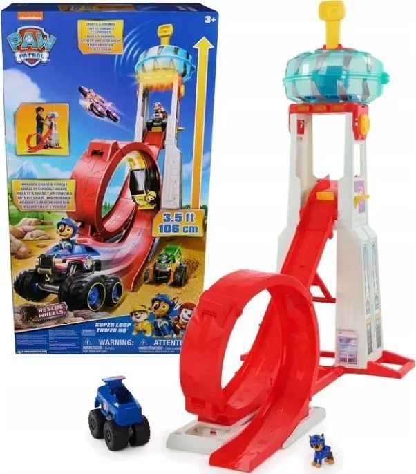 PAW Patrol Rescue Wheels Super Loop Tower HQ, Køretøjs- og skinnesæt, PAW Patrol, 3 År, Plast, Flerfarvet
