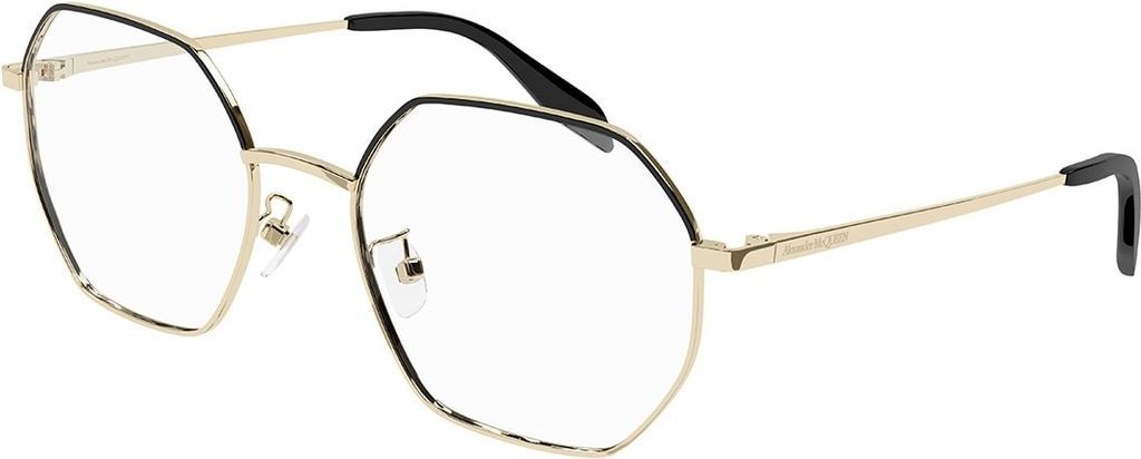 Alexander McQueen AM0338O 001 Size Frame Only Blue Light Block Available Shiny Light Gold