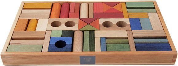 wooden blocks in tray - 54 pcs rainbow