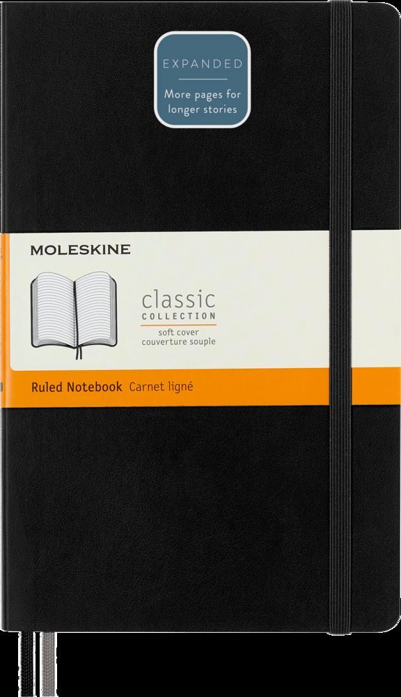 Moleskine Expanded Large Ruled Hardcover Notebook: Black