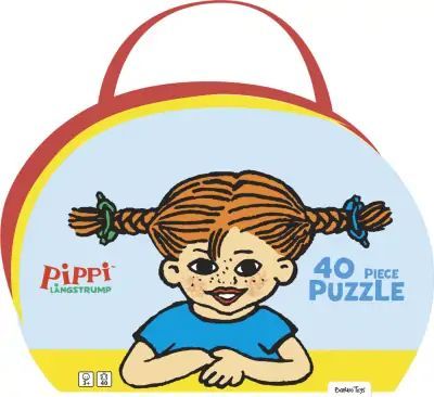 køb pippi langstrømpe - legekuffert med puslespil - 40 brikker - barbo toys