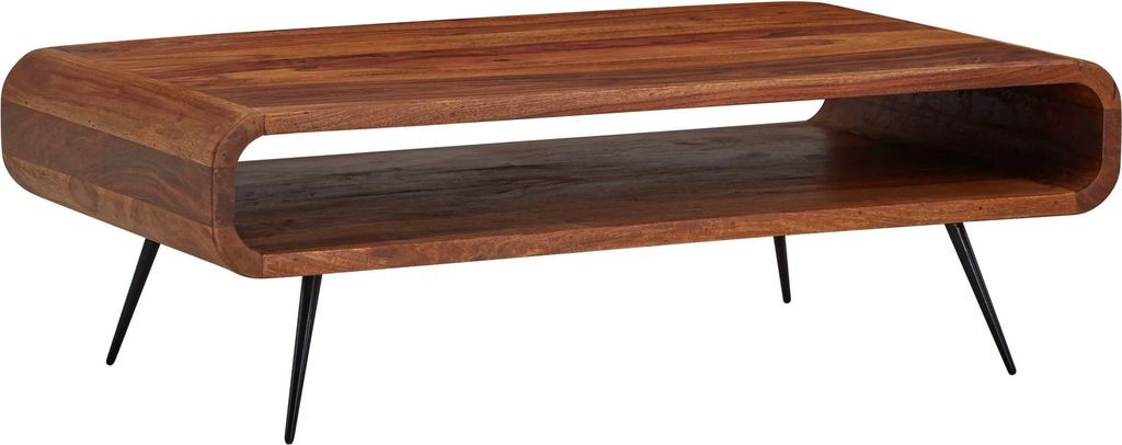 Flot og funktionelt sofabord i massivt sheesham-træ med opbevaringsplads, 90x55x30 cm