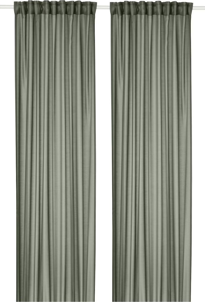 stenfrö tynde gardiner, 2 stk., grå/med rynkebånd, 145x250 cm