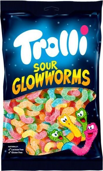 Sour glow worms - 49 g. Bland Selv