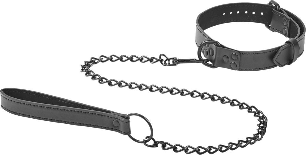 Obaie Kunstlederhalsband mit Kette Schwarz