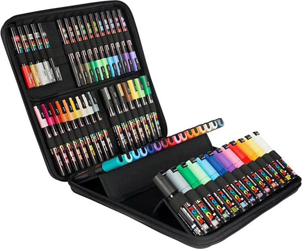 POSCA Gift Case 60 ass. Colors and nib sizes case in rubber with zipper