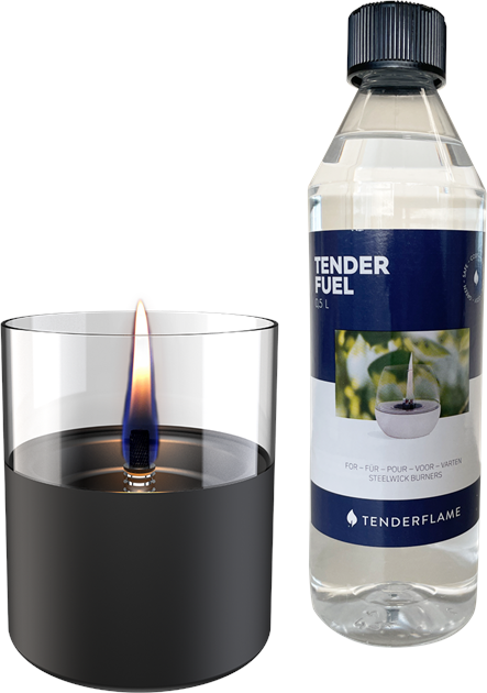 TenderFlame Bordlanternesæt - 2 dele - Ø 10 x H 11,5 cm/300 ml - Glas - Sort
