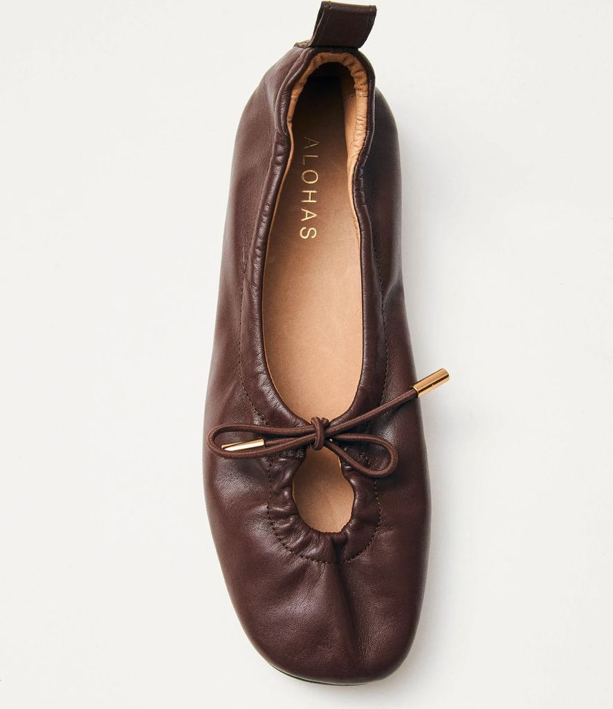 rosalind brown leather ballet flats